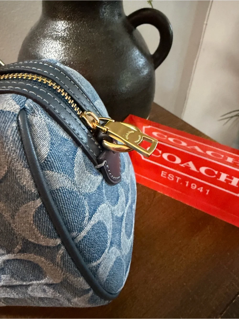 Coach Mini Denim Rowan Satchel/Crossbody Bag